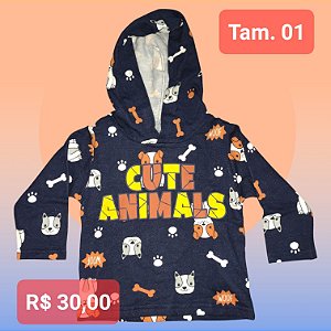 Blusa Infantil Manga Longa com toca - Tamanho 1