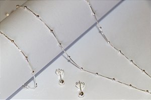 Kit Bolinha - Corrente 45cm + Pulseira + brinco