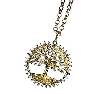 Pingente Árvore da vida em ouro 18k cravejado com zircônias