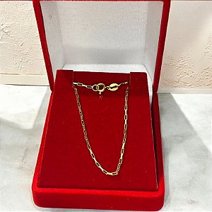Cordão em Elos Retangulares em Ouro 18k 60cm