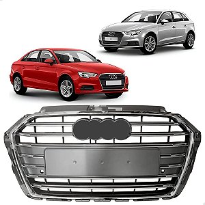 GRADE SUPERIOR DIANTEIRA CROMADO AUDI A3 2017 2018 2019 2020