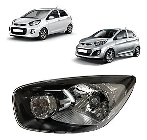 Farol Dianteiro Kia Picanto 2012 2017 Mascara Negra Esquerdo