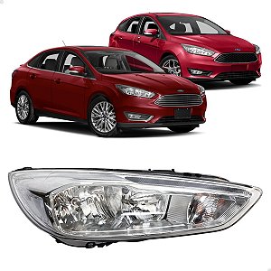 Farol Dianteiro Led Cromado Direito Focus 2015 2016 2017 2018 2019