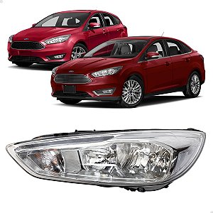 Farol Dianteiro Led Cromado Focus 2015 2016 17 2019 Esquerdo