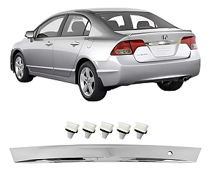Friso Régua Tampa Traseira Cromada New Civic 2007 2008 2009 2010 2011 Novo