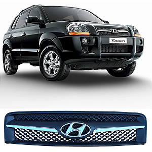 Grade Dianteira Friso Cromado Tucson 2005 2006 2007 2008 2009 2010 2011 2012 2016 Com Emblema