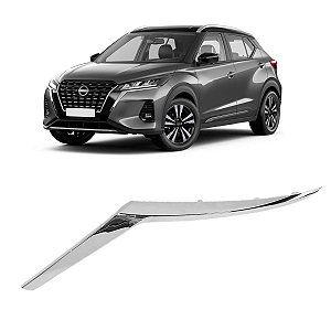 Friso Cromado Farol Nissan Kicks 2021 2022 2023 2024 Lado Esquerdo Motorista