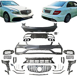 Kit Parachoque Grade Ponteira C63 P/ W204 C180 C200 2008 2009 2010 2011 2012 2013 2014 Novo