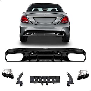 Kit Difusor Black Piano Mercedes C250 C300 C43 C63 2015 2016 2017 2018 2019
