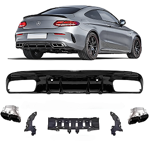 Kit Difusor Black Piano Mercedes C180 C250 C300 C43 C63 2016 2017 2018 2019 Coupe