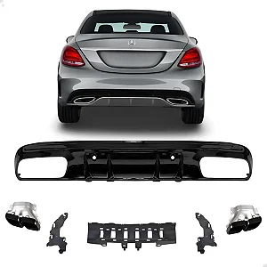 Kit Difusor Black Piano Mercedes C250 C300 C43 C63 2015 2016 2017 2018 2019