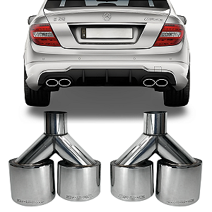 Par Ponteira Escapamento Cromado Mercedes C63 2011 2012 2013 2014