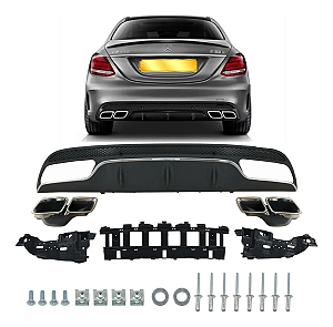 Kit Escapamento Cromado Spoiler Mercedes C63 Amg C250 C300 2015 2016 2017 2018 2019 2020 2021