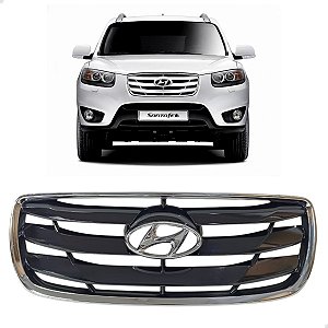 Grade Superior Preta Dianteira Emblema Santa Fe 2010 2012