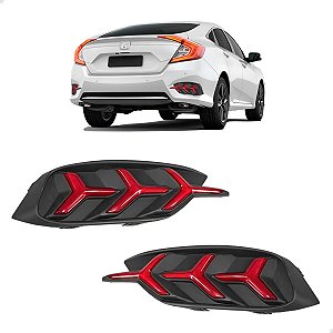Refletor Led Drl Traseiro Honda Civic G10 2017 2018 2019 2020 2021 Par