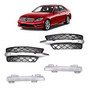 Par Grade Farol Milha Friso Mercedes C180 C250 2012 13 2014