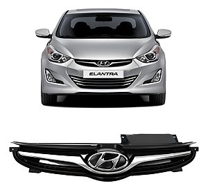 Grade Radiador Elantra 2014 2015 2016 Cromada Com Emblema