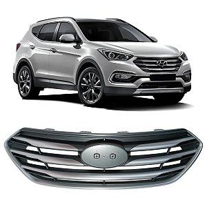 Grade Superior Dianteira Sem Câmera Santa fé 2017 2018 2019 863514Z500 Cromado