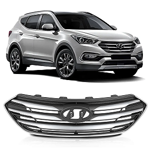 Grade Superior Dianteira Sem Câmera Santa fé 2017 2018 2019 863514Z500 Cromado