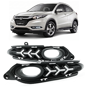 Par Grade Moldura Milha Led Drl Daylight Dianteiro Honda Hrv Hr-v 2015 2016 2017 2018 71106-T7T-M1