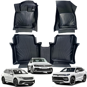 Jogo de Tapete Bandeja Interno 3 Peças VW Tiguan 2021 2022 2023 2024 2025 2026 2027