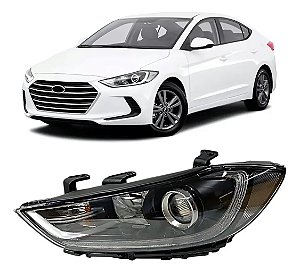 Farol Led Mascará Negra Elantra 2017 2018 Lado Esquerdo