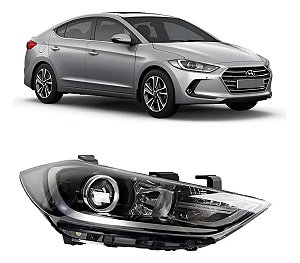 Farol Projetor Elétrico Elantra 2017 2018 Lado Direito