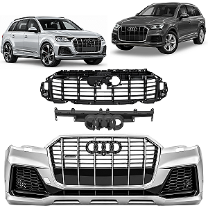 Parachoque Dianteiro Grade Contra Grade Suporte Emblema Spoiler Completo Audi Q7 2021 2022 2023 Novo