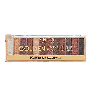 Paleta de Sombras Golden Colors - Cor 01 e 02 Pink 21 Cosmetics com 14,6g Cor:72