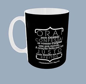 Caneca Preta com Frase Religiosa