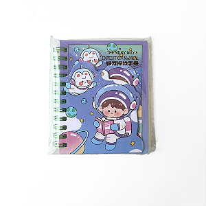 Mini bloquinho de anotações astronauta Lilas