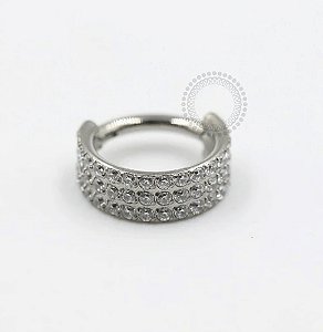 Argola Titânio Trifany Cravejada 8 mm