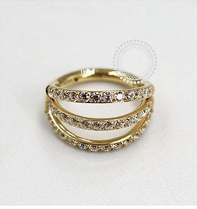 Argola Titânio Paris Cravejada Pdv gold