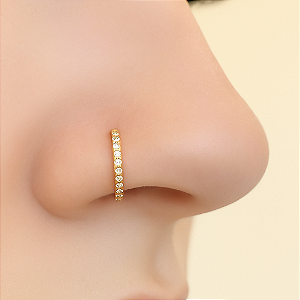 Argola Nariz Titânio Pdv Gold Cravejada 8mm