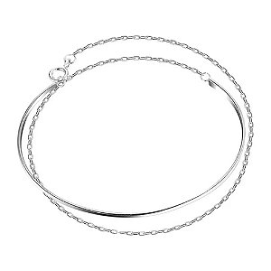 Pulseira de Fileira Dupla - Lisa e Elos e Banho Níquel