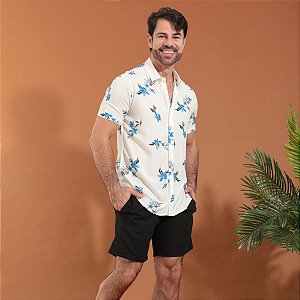 Camisa Manga Curta Estampada de Viscose