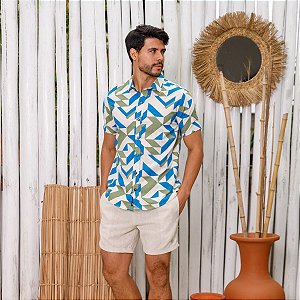 Camisa Manga Curta Estampa Geométrica