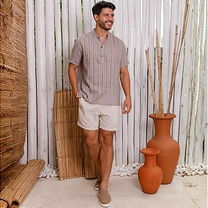 Bata Linun de Linho e Algodão Caqui