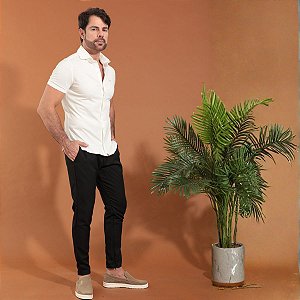 Camisa Slim Fit manga Curta em Malha Premium