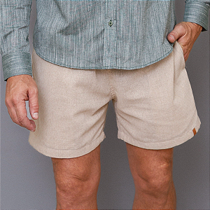 Short Malibu com Elástico e Cordão Areia