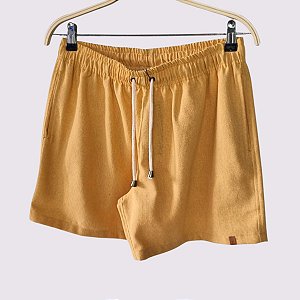 Short Malibu com Elástico e Cordão Mostarda