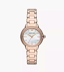 Relógio Empório Armani Feminino - Three-Hand Rose Gold-Tone - AR11523
