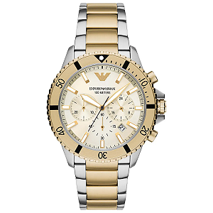 Relógio Empório Armani Masculino - Diver Cronógrafo Bicolor - AR11606B1.C1SK