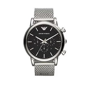 Relógio Empório Armani Masculino - Luigi Prateado com Fundo Preto - AR1808B1.P1SX