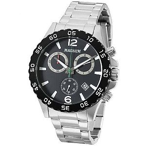 Relógio Magnum Masculino Sports - Prata com Fundo Preto - MA34398G