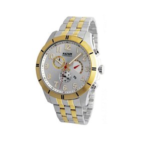 Relógio Magnum Masculino Cronógrafo - Bicolor com Fundo Branco - MA35253S