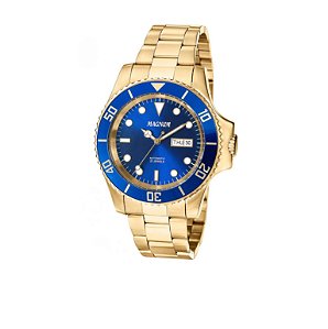 Relógio Magnum Masculino - Dourado com Fundo Azul - MA35075A