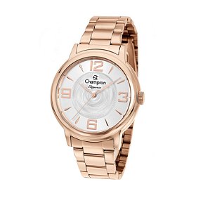 Relógio Champion Feminino Elegance - Rosê com Fundo Branco Detalhado - CN20980Z