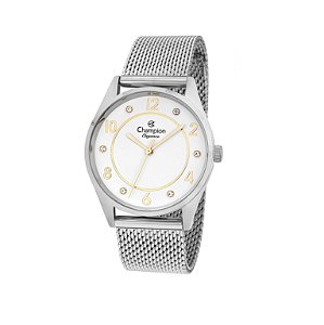 Relógio Champion Feminino Elegance - Prata com Fundo Branco - CN25690Q
