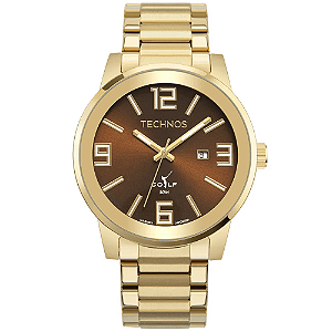 Relógio Technos Masculino Golf - Dourado com Mostrador Marrom e Calendário